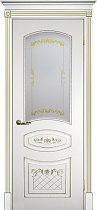 Дверь Текона Смальта модель Деко-05 цвет RAL 9003 патина золото стекло